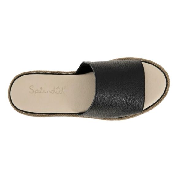 Splendid Calipso Sandal Black Leather Slide Open Toe Wide Strap Flat 8.5 - Picture 3 of 10